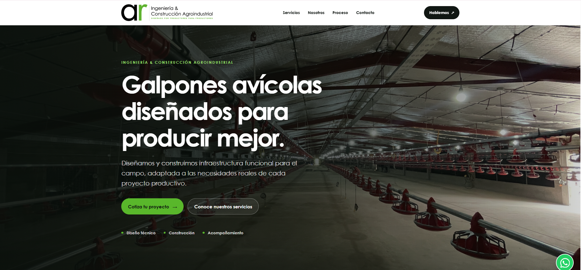 Página web creada para una empresa de ingeniería y construcción agroindustrial
